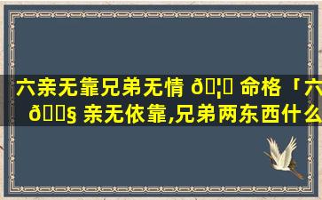 六亲无靠兄弟无情 🦁 命格「六 🐧 亲无依靠,兄弟两东西什么意思」